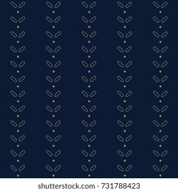 Classic blue wallpaper pattern cute abstract flowers motif. Outline floral simple geometrical design ornament. Vertical stripes all over print block for fabric textle, wrapping, packaging.