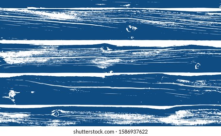 Classic Blue Weathered Wood Planks Vector Texture. 2020 Color of the Year. Deep Blue and White Rustic Wood Grain Overlay Texture. Photography Backdrop. Textured Surface.