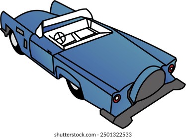 classic blue and white car vector