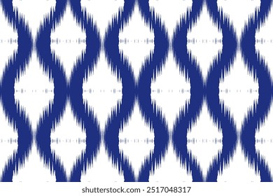 Classic Blue and White Ikat Pattern: Elegant Geometric Design for Fashion, Textiles, and Modern Interiors Home Decor