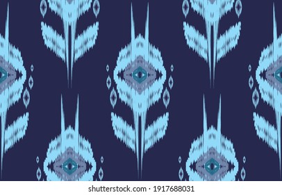 classic blue and white ikat seamless pattern Geometric ethnic oriental  traditional embroidery style.Design for background,carpet,mat,wallpaper,clothing,wrapping,Batik,fabric,Vector illustration.