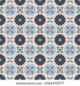 Classic Blue and White Mediterranean Tile Seamless Pattern