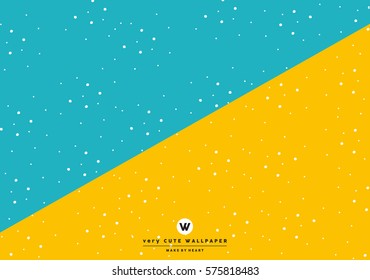 Classic Blue And Yellow Cute Two Tone Wallpaper With White Polka Dots