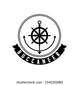 Classic boat anchor, rope, and rudder shape image graphic icon logo design abstract concept vector stock. Can be used as a symbol associated with sailor.
