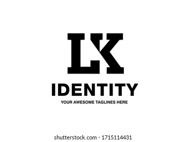 classic bold initial letter LK vector template monochrome color concept
