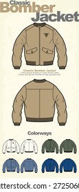 Classic Bomber Jacket Vector Clothing Template