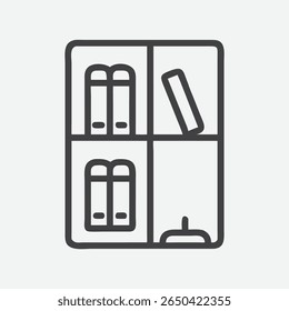 Classic Lawyer’s Bookcase Icon in Elegant Line Art Style