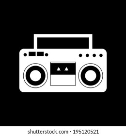 Classic Boombox Icon Isolated on Black Background