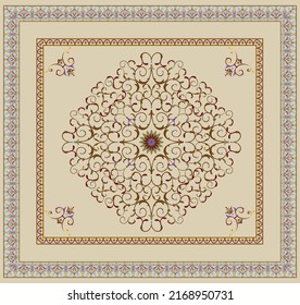 Vector de diseño de alfombra floral de marco clásico 