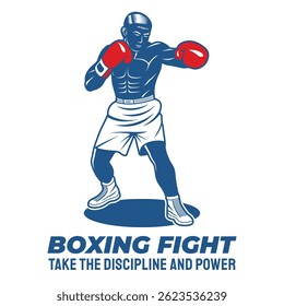 Classic Boxing Fighter Retro Style Vector Art