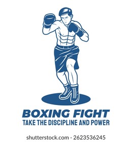 Classic Boxing Fighter Retro Style Vector Art
