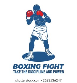 Classic Boxing Fighter Retro Style Vector Art