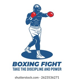 Classic Boxing Fighter Retro Style Vector Art