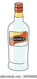 Classic Brazilian Cachaca in a bottle. Doodle cartoon hipster style vector illustration isolated on white background. Good for party card, posters, bar menu or alcohol cook book recipe.