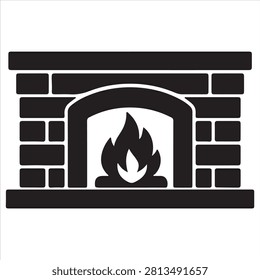 Classic brick fireplace with warm flames
