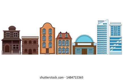 Classic bricks edifice real estate urban building isolated vector illustration graphic design.