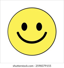  A Classic, Bright Yellow Smiley Face Rendered in a Clean Vector Format, Emphasizing Happiness and Joy