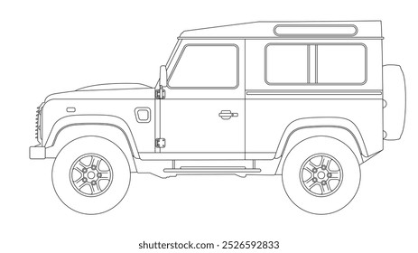 Classic Britain Offroader SUV Inglés Inglaterra Reino Unido Sport Utilitary Vehicle Icon Vector 