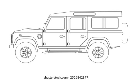 Classic Britain Offroader SUV Inglés Inglaterra Reino Unido Sport Utilitary Vehicle Icon Vector 