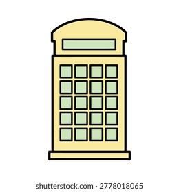 Classic british red telephone box icon with telephone communication landmark