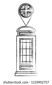 classic british telephone and pin location with flag great britain
