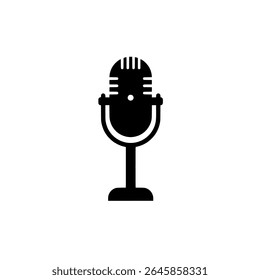 Classic Broadcast Microphone - Bold Audio Icon for Music Apps, Podcast Covers, or Retro Voice Branding Elements