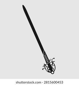 Classic Broadsword Backsword Black Silhouette Vector Illustration