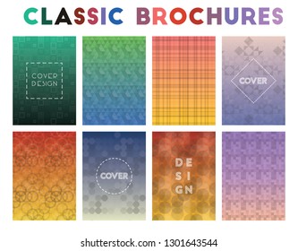 Classic Brochures. Adorable geometric patterns, magnificent vector illustration.