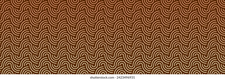 Classic Brown and Beige Wavy Lines: Oriental Seamless Pattern Vector for Traditional Asian Textile and Decor