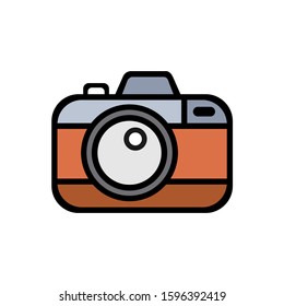 Classic brown Camera vector illustration white background concept.