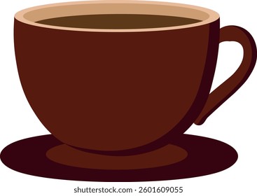 Classic Brown Coffee Cup with Saucer Vector Illustration
