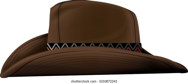 classic brown cowboy hat with wide margins isolated on white background