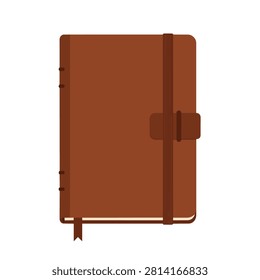 Classic Brown Leather Notebook with Elastic Closure and Bookmark for Journaling and Business Notes