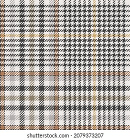 Classic brown and neutral glen check. Seamless vector plaid pattern suitable for fashion, home decor and stationary.