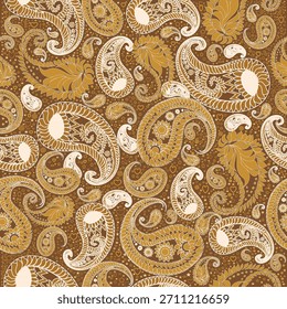 Patrón clásico de Paisley marrón con intrincados motivos en forma de lágrima y elegantes líneas curvas. Los tonos cálidos de inspiración vintage crean un look sofisticado y atemporal, perfecto para los textiles