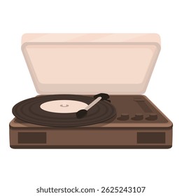 Classic brown record player with a vinyl lp, perfect for retro music themes