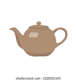 Classic Brown Teapot Vector Illustration