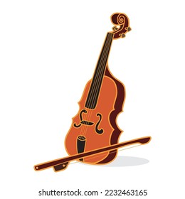 Classic brown Violin, Stringed musical instruments. Element design for banner, invitations, presentation and posters. Flat cartoon Vector illustration isolated on white.