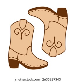 Classic Brown Western Cowboy Boots with Decorative Motif