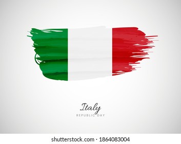 Classic brush flag illustration for Happy republic day of Italy background