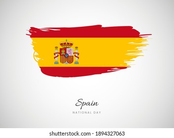 Classic brush flag illustration for Happy national day of Spain background