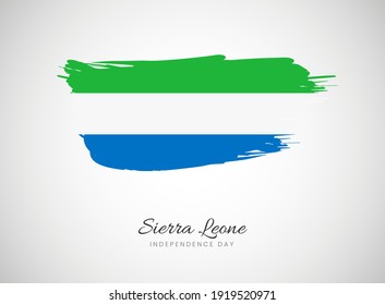 Classic brush flag illustration for Happy independence day of Sierra Leone background