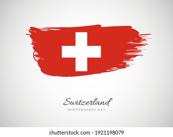 Klassische Bürstenflagge für den Tag der glücklichen Unabhängigkeit der Schweiz Hintergrund