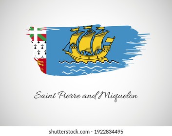 Classic brush flag illustration for Happy national day of Saint Pierre and Miquelon background