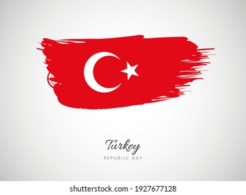 Classic brush flag illustration for Happy republic day of Turkey background