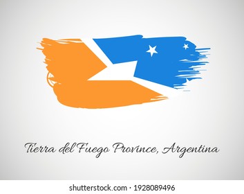 Klassische Bürstenflagge für den glücklichen Nationalfeiertag der Provinz Tierra del Fuego Argentinien Hintergrund