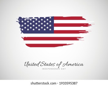 Classic brush flag illustration for Happy independence day of United States of America background