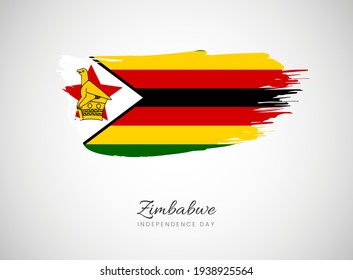 Classic brush flag illustration for Happy independence day of Zimbabwe background