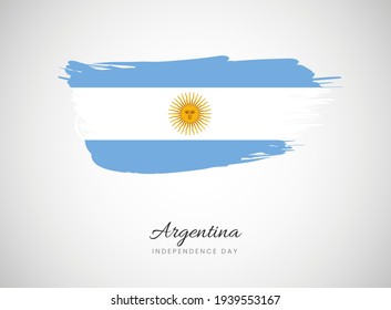 Classic brush flag illustration for Happy independence day of Argentina background