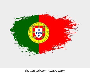 Classic brush stroke painted national Portugal country flag illustration